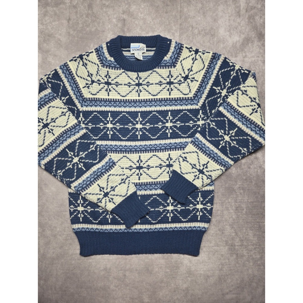 Vintage Sweater Snowdrift Size S 90s Raglan Crew Neck Fair Isle Nordic Grunge
